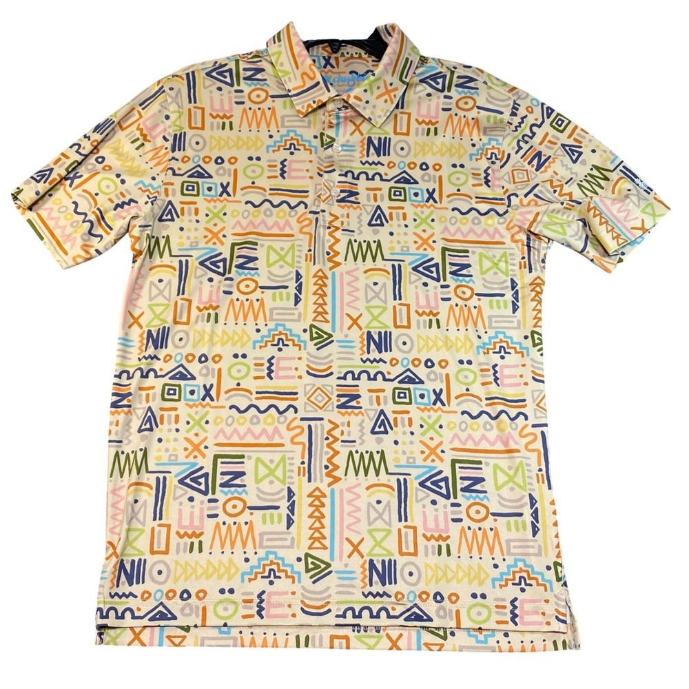 Chubbies Mens Performance Polo Shirt Small Geometric Tribal Print